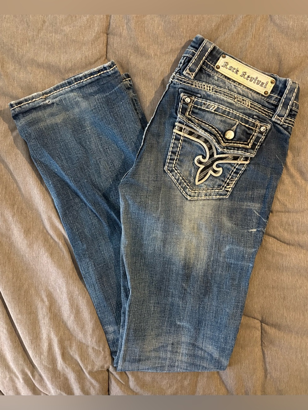 Rock Revival Women's Blue Embroidered Bootcut Jeans